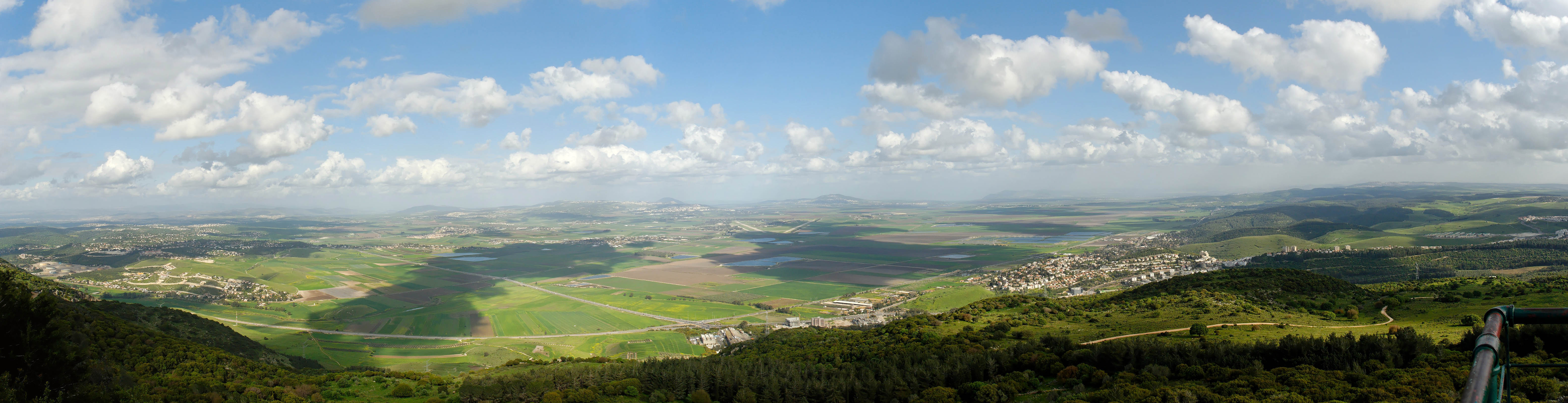 Jezreel Valley from Mount Carmel panorama. Courtesy of the [Pictorial Library of Bible Lands](https://www.bibleplaces.com)