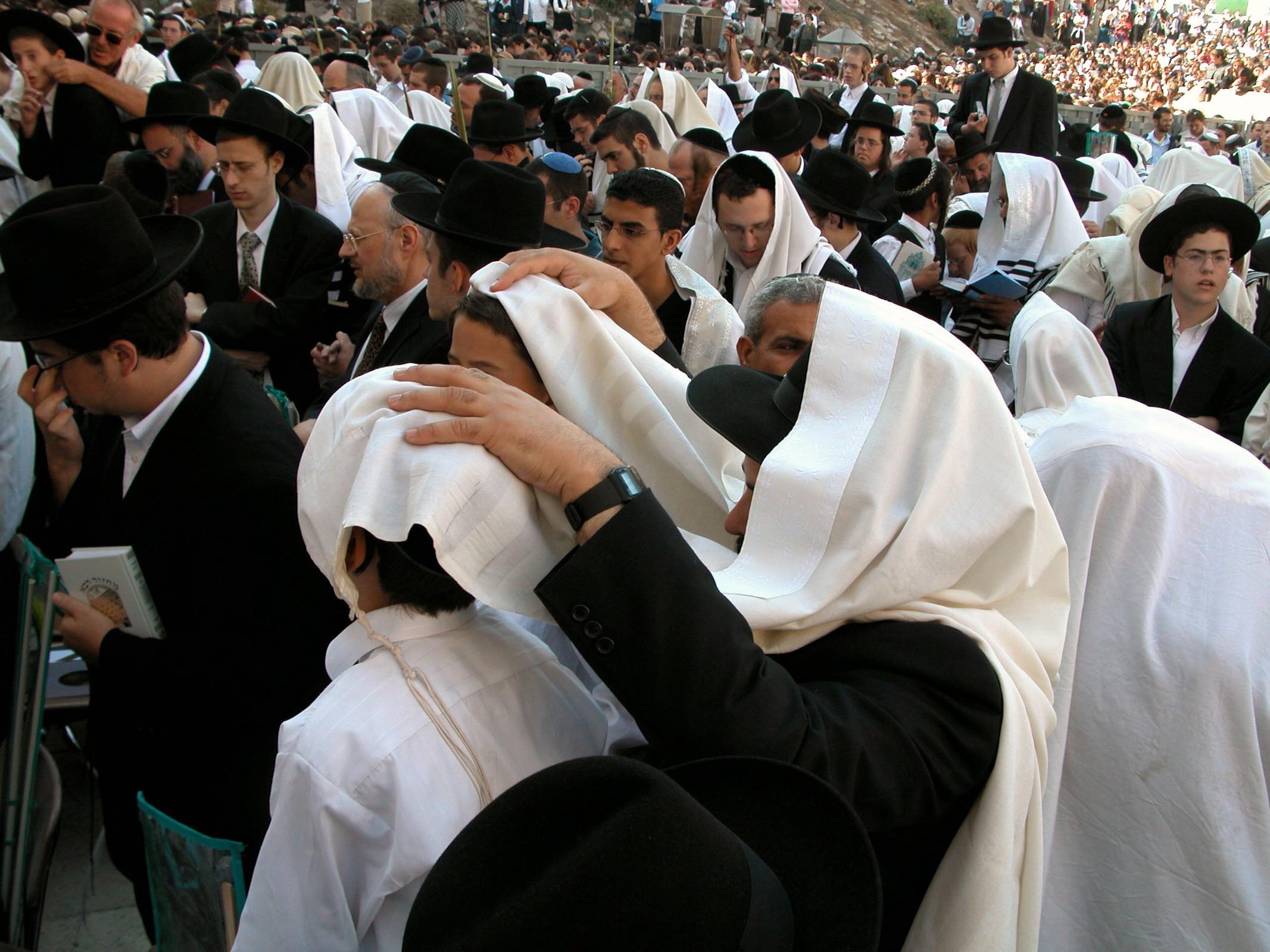 Man with his hands on his sons for the priestly blessing. Courtesy of the [Pictorial Library of Bible Lands](https://www.bibleplaces.com)